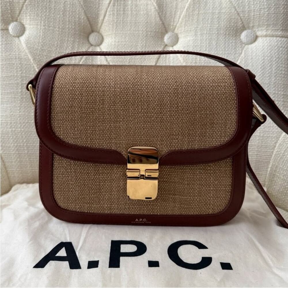 A.P.C. Grace Small Shoulder Bag in Brown and Natural APC